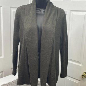 Tweeds‎ Women Olive Green 100% Merino Wool Cardigan Sweater Roll Collar size M